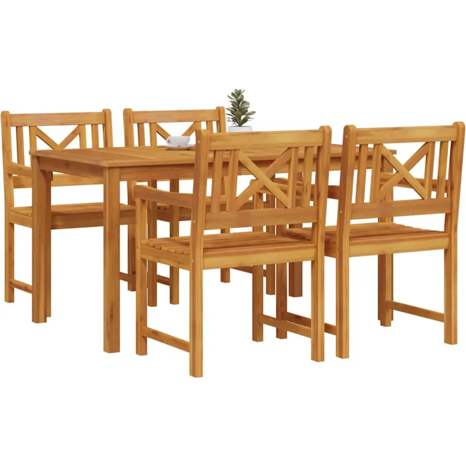 vidaXL Tuin eettafelset 5 st Bruin Massief Acaciahout