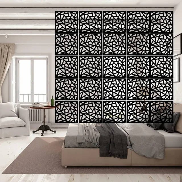 DHOUSE Kamerscherm, divider, 12 stuks panelen, DIY ruimteverdeler, scherm, kunststof, hangscherm, muurstickers, studeren, zithoek, ruimteverdeler, scheidingswand, woonkamer, slaapkamer, zwart