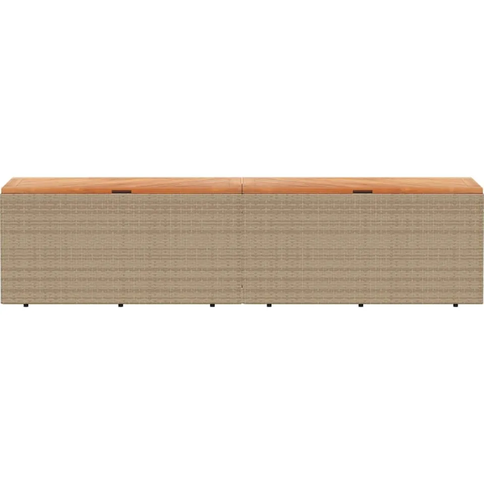 vidaXL Tuinbox 220x50x54 cm poly rattan en acaciahout beige, foto 4