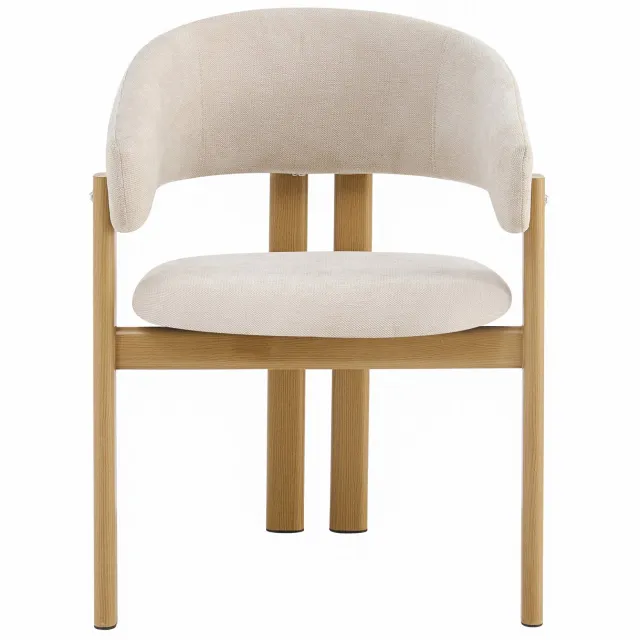 SONNENH Eetkamerstoelen set van 2 met armleuningen - Metalen onderstel - Beige / houtlook