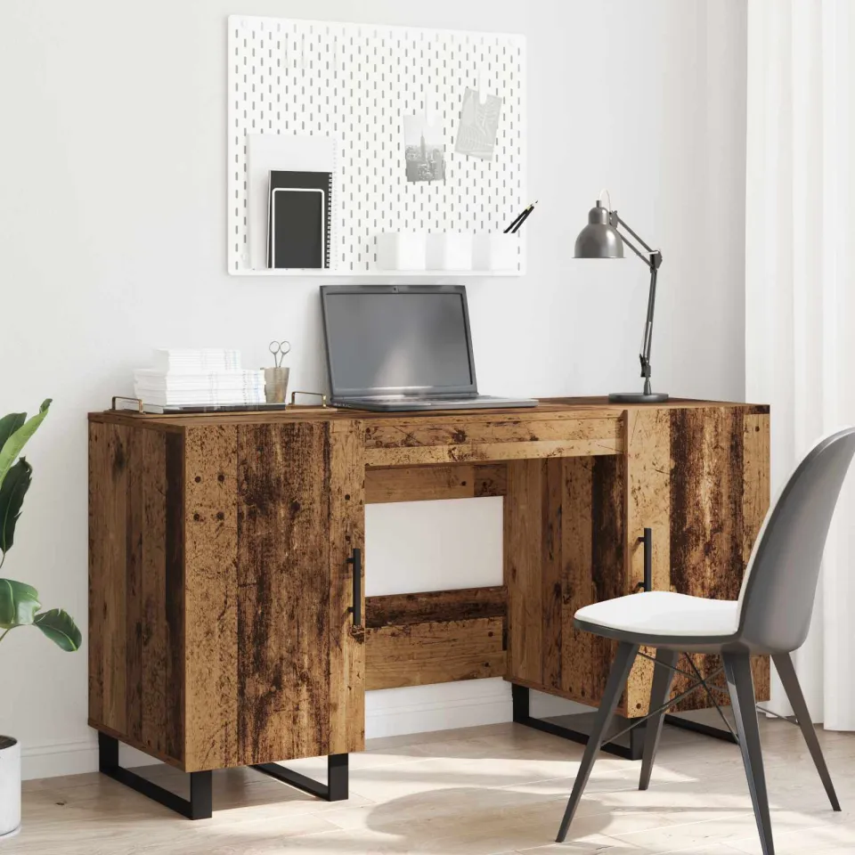 vidaXL Bureau Oud hout Bewerkt hout 140 x 50 x 75 cm bruin, foto 4