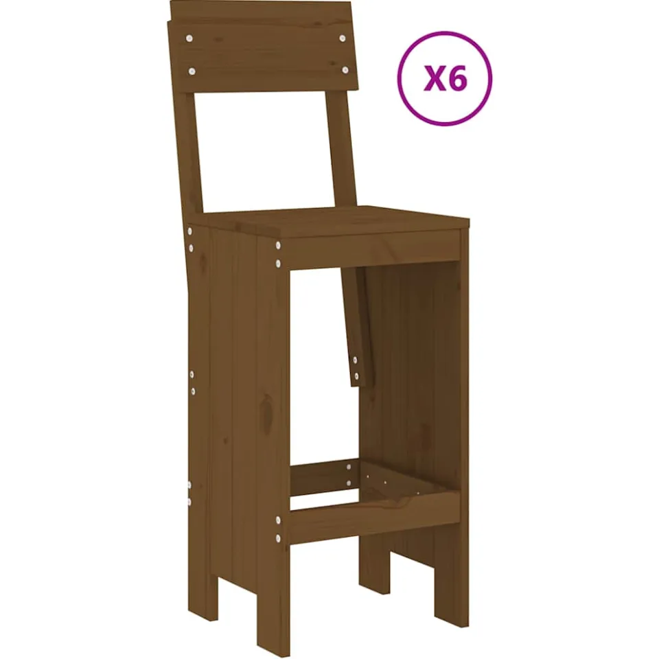 vidaXL 7-delige Tuinbarset massief grenenhout honingbruin bruin, foto 3