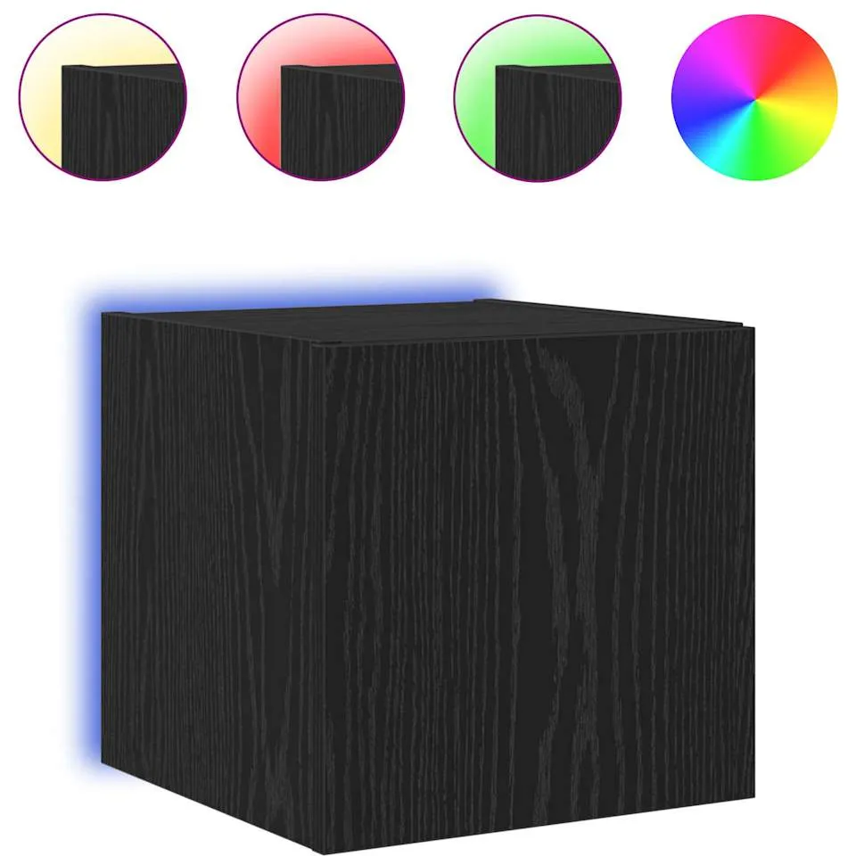 vidaXL TV Wandkast 30,5 x 35 x 30 cm Zwart Eiken Bewerkt hout, foto 3