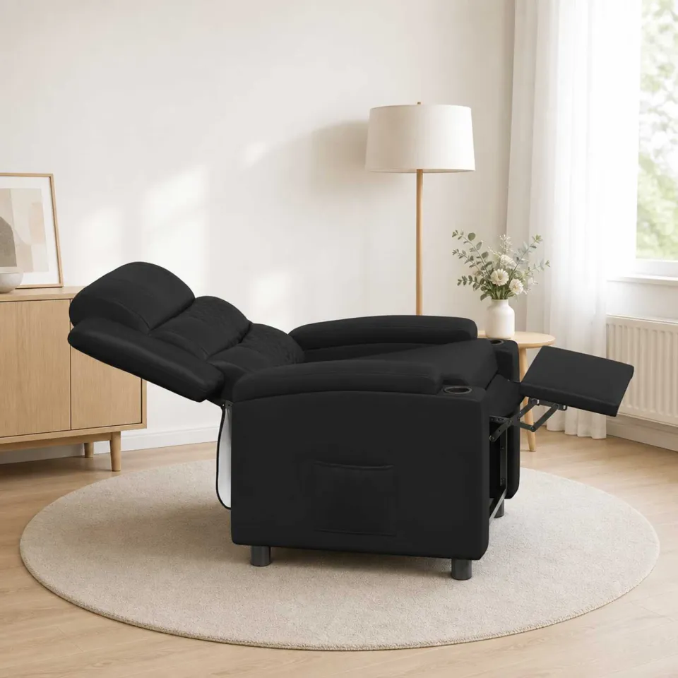 vidaXL Ligstoel Zwart 75 x 93 x 98 cm Stof, foto 3