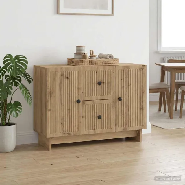 vidaXL Dressoir Artisanaal eiken 89 x 34,5 x 60 cm Bewerkt hout, foto 2
