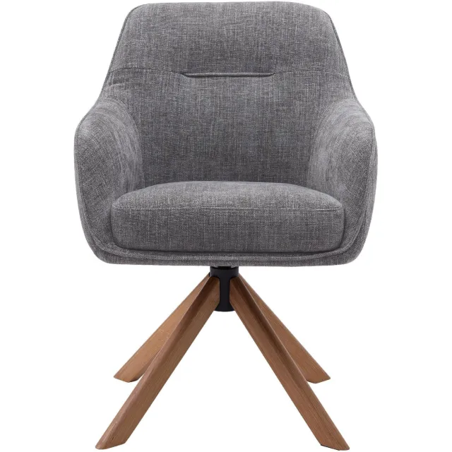 Nest of Nora Set van 2 - Nest of Nora Eetkamerstoelen Mavi - Draaibaar en met armleuning - Chenille met eikenhouten poten - Grafiet Donkergrijs