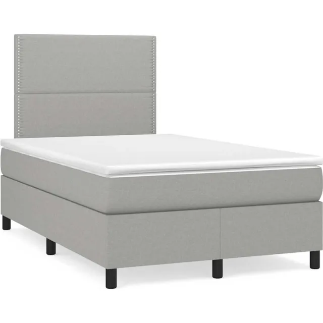 vidaXL Boxspring met matras en LED stof lichtgrijs 120x190 cm grijs