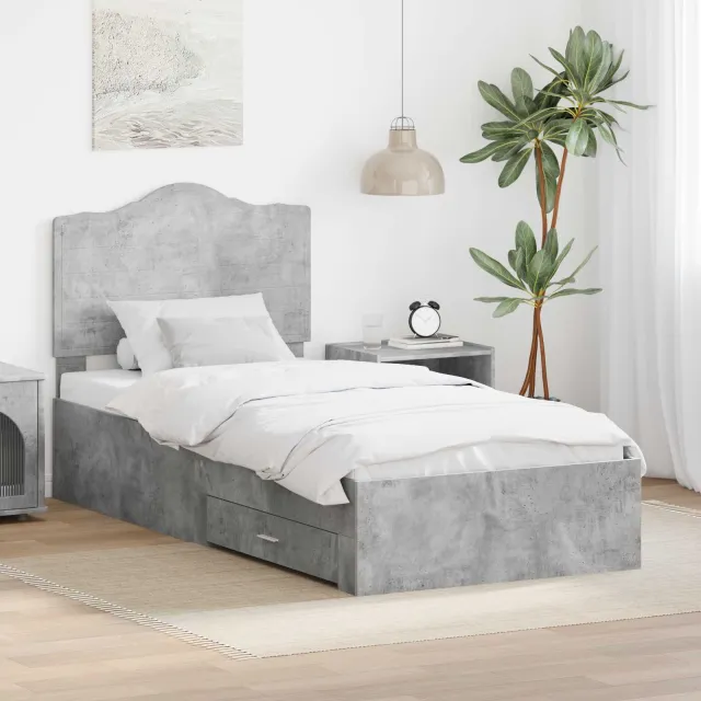 vidaXL Bedframe Betongrijs 90 x 200 cm Bewerkt hout grijs