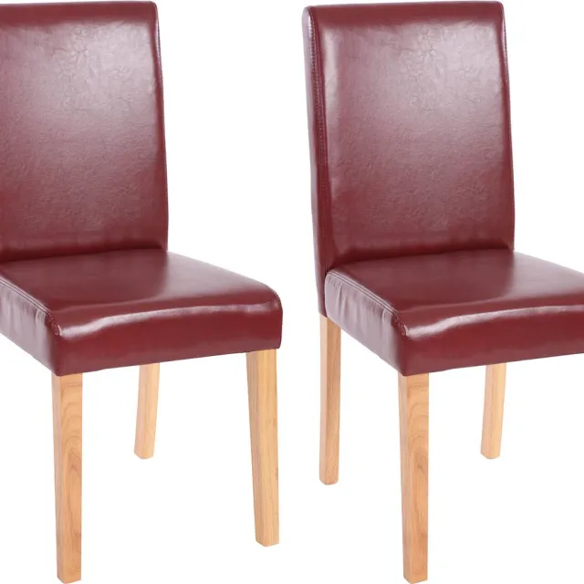 Cosmo Casa Set van 2 eetkamerstoelen keukenstoelen Littau - Kunstleer - Roodbruin - Lichte poten