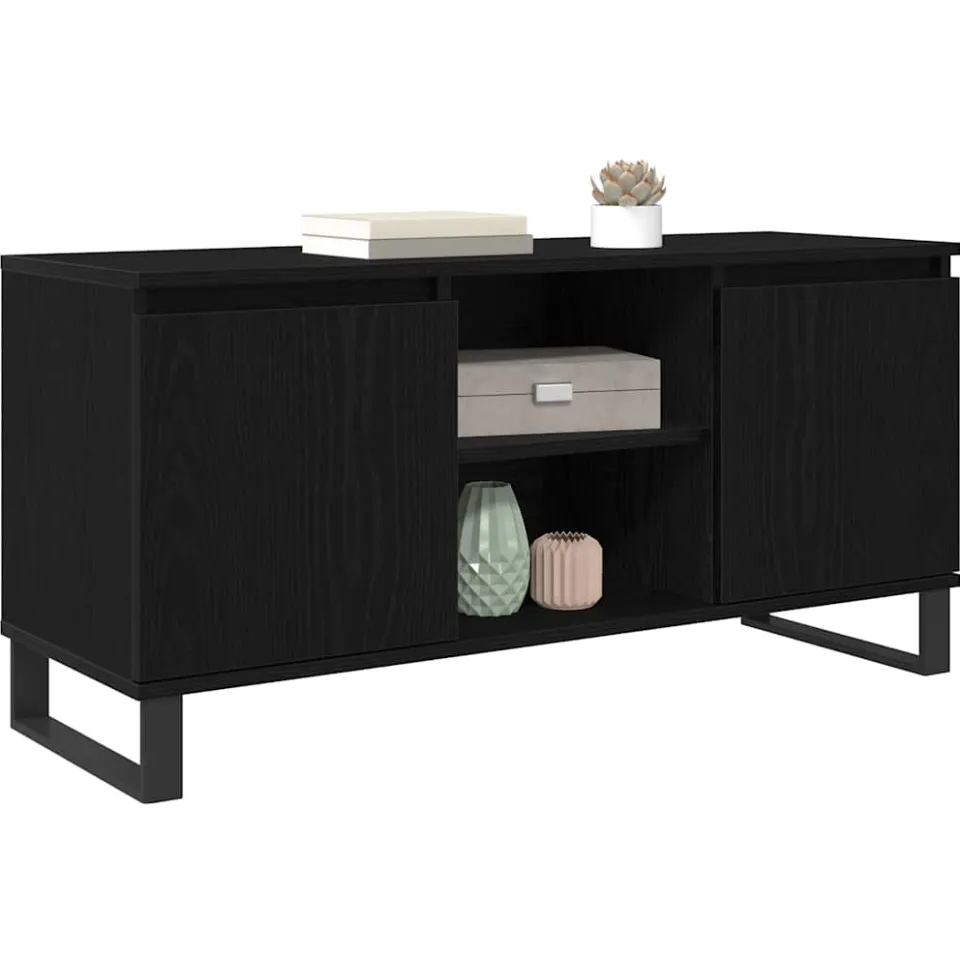 vidaXL TV-kast 104 x 35 x 50 cm Zwart Eiken Bewerkt hout