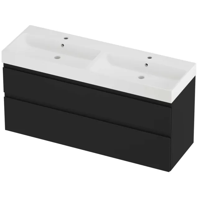 Proline Podium Badmeubelset Polystone Loft Dubbel 140x46x70 cm Mat White Mat Zwart