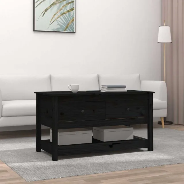 vidaXL Salontafel 102x49x55 cm massief grenenhout zwart, foto 2