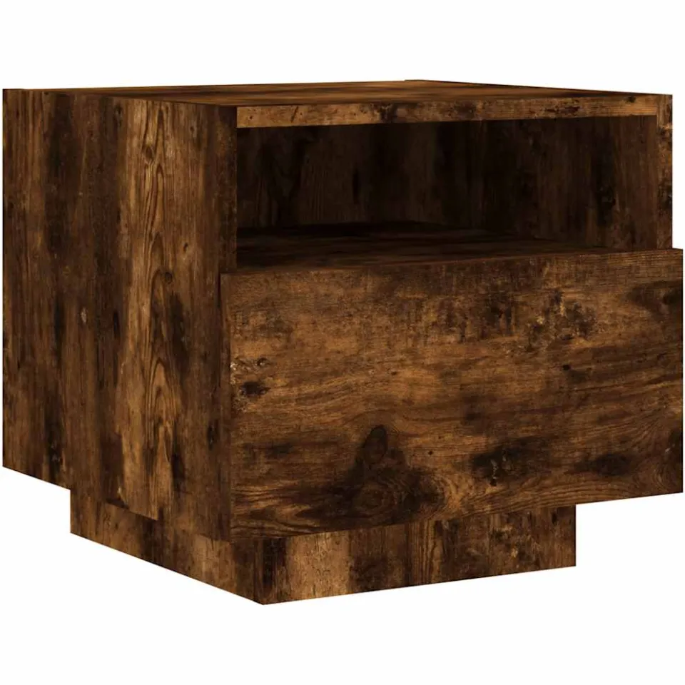 vidaXL Nachtkastje met LED-verlichting 40x39x37 cm gerookt eikenkleur Bruin