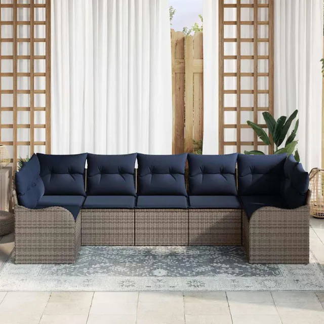 vidaXL Tuin Sofa Set Grijs poly rattan, foto 2