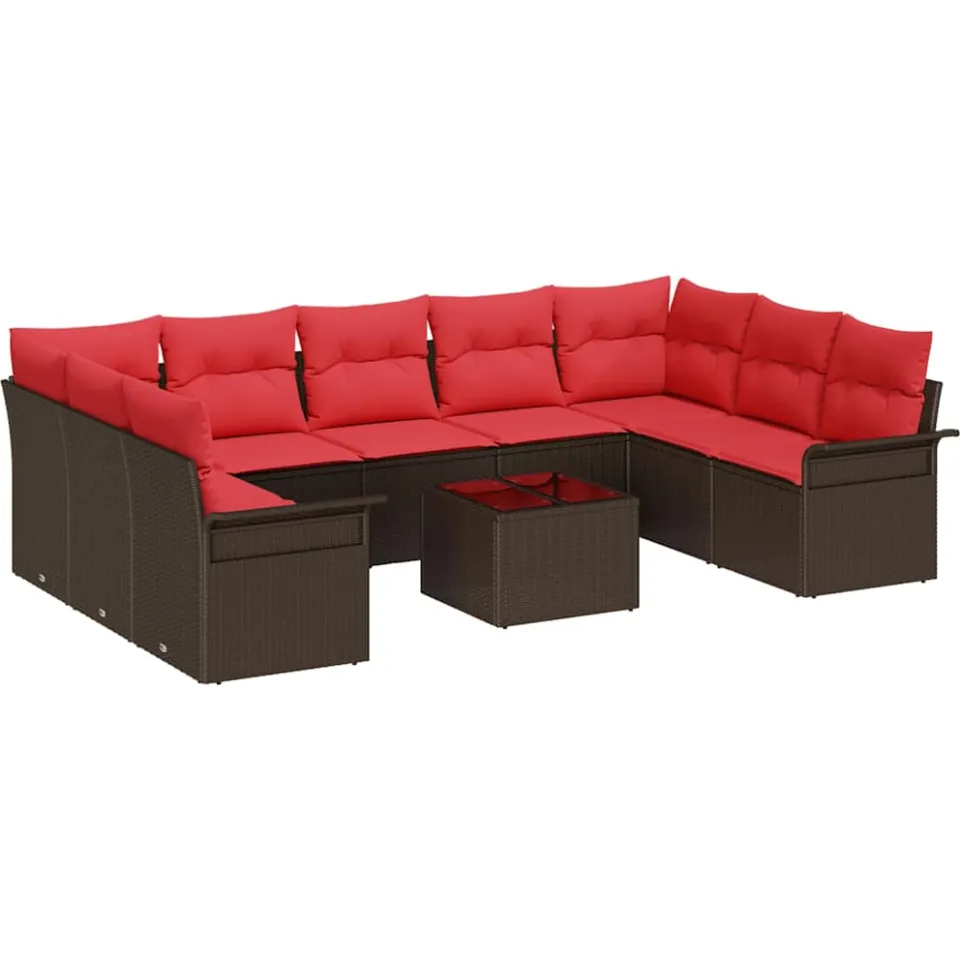 vidaXL Tuin Sofa Set 10 st Bruin poly rattan
