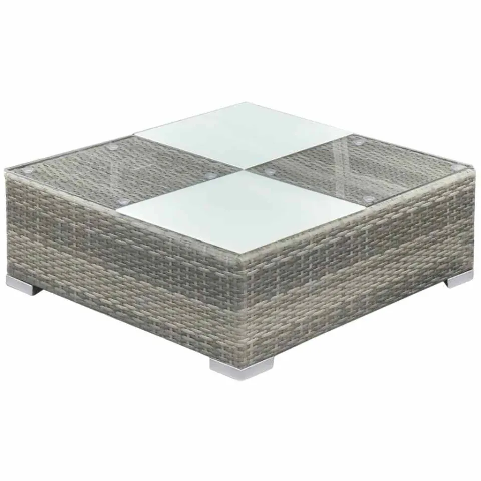 vidaXL 6-delige Loungeset met kussens poly rattan grijs, foto 4