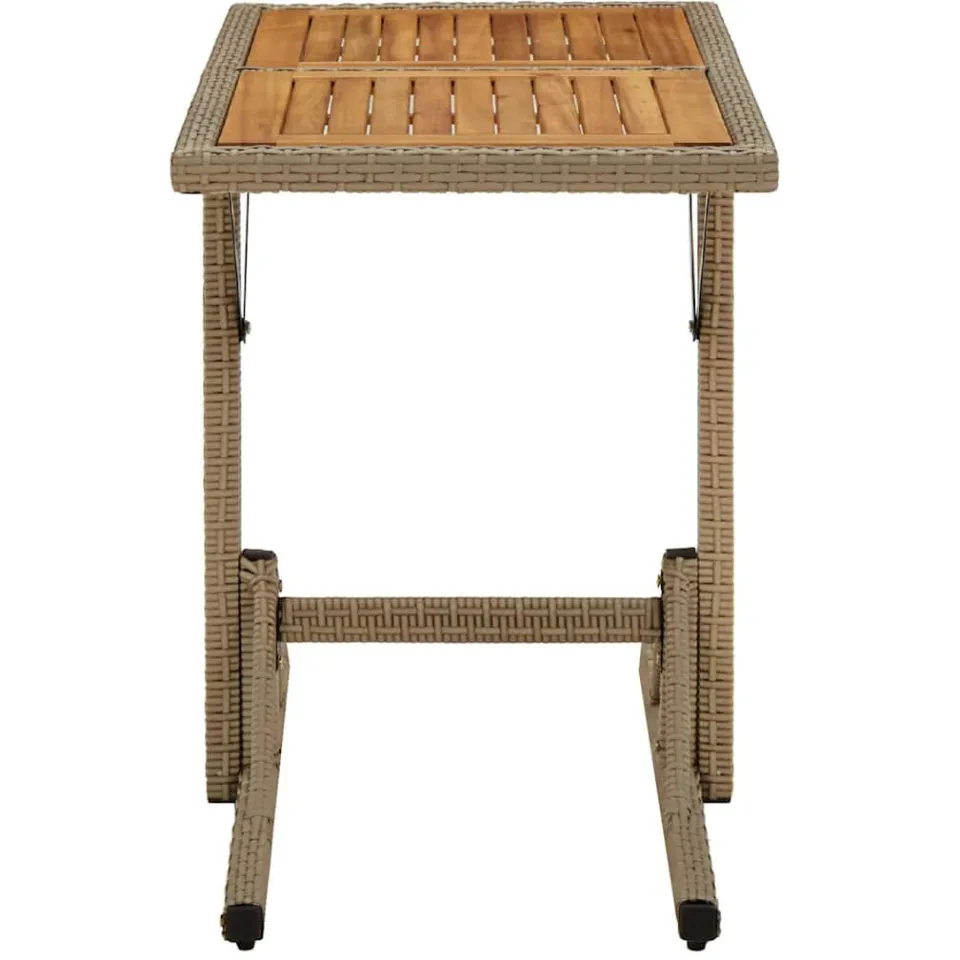 vidaXL Tuintafel massief acaciahout en poly rattan beige, foto 3