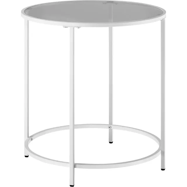 PEAM Moderne Ronde Bijzettafel Met Glazen Blad En Gouden Metalen Frame – Perfect Als Nachtkastje Of Salontafel (50 x 50 x 55 Cm) WIT