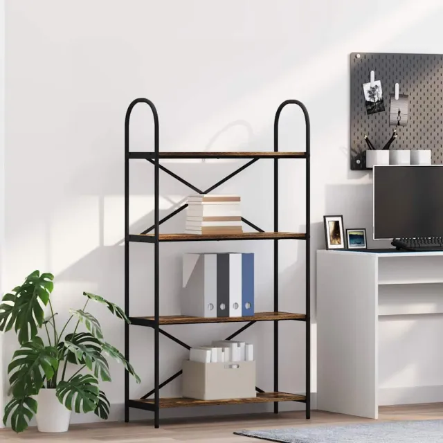 vidaXL Boekenkast 4-laags 80 x 30 x 146 cm Bewerkt hout Gerookt eiken, foto 2
