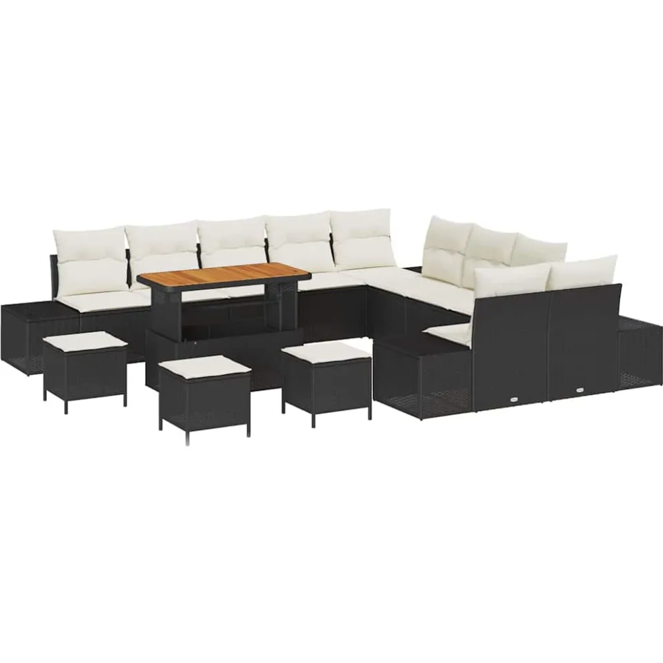vidaXL Tuinbankenset 14 st Zwart poly rattan