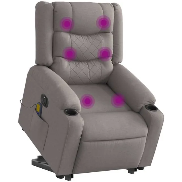 vidaXL Sta-op-massagestoel - elektrisch - verstelbaar - stof - taupe