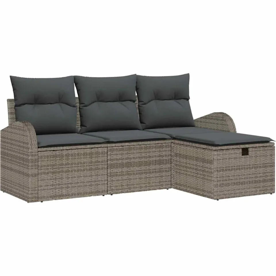vidaXL Tuin Sofa Set 4 st Grijs poly rattan