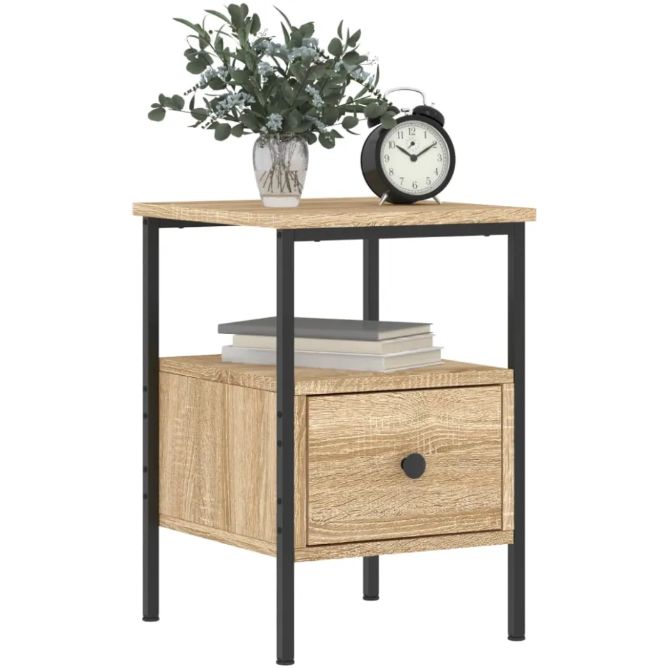 vidaXL Nachtkastje 34x36x50 cm bewerkt hout sonoma eikenkleurig Bruin