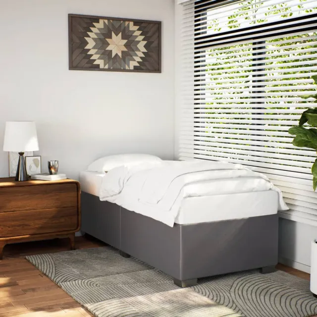 vidaXL Bedframe kunstleer grijs 90x190 cm