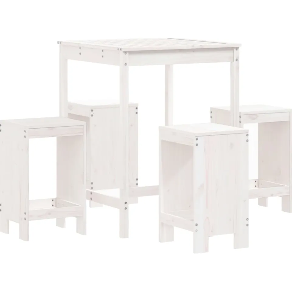 vidaXL 5-delige Barset massief grenenhout wit, foto 4