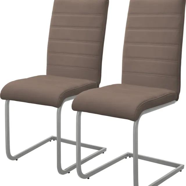 ml-design eetkamerstoelen set van 2 bruin schommelstoel sledestoel met hoge rugleuning, ergonomische keukenstoelen van kunstleer & metaal, moderne gestoffeerde stoel voor eettafel & woonkamer
