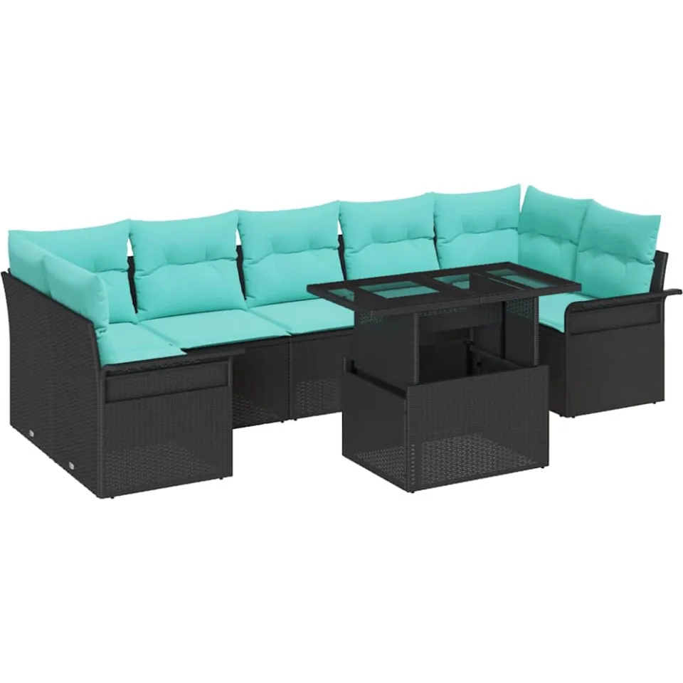 vidaXL Tuin Sofa Set 8 st Zwart [Synthetisch]: Poly Rattan