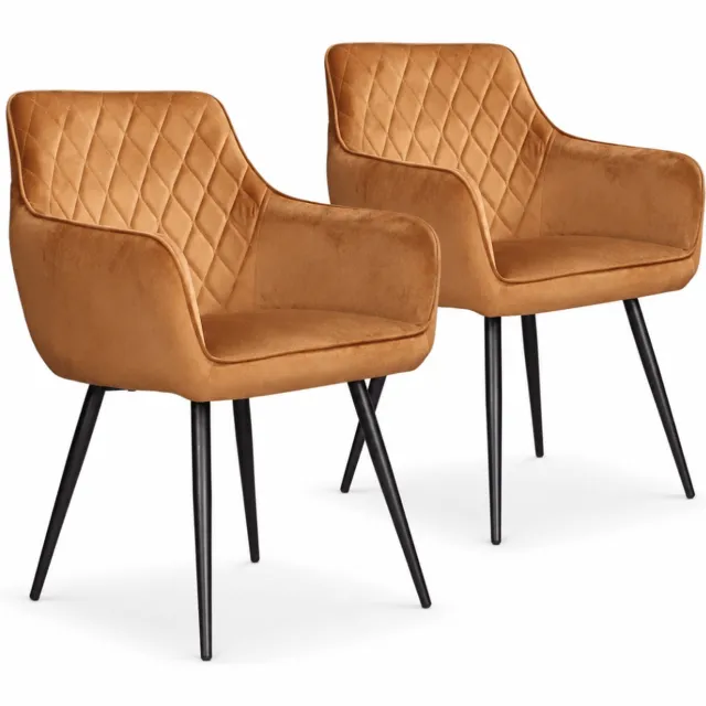 DS4U Ravi eetkamerstoel - Set van 2 - Goud - Velvet - Met armleuning