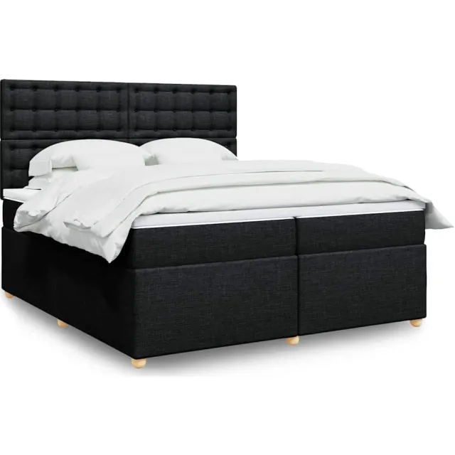 vidaXL Boxspring met matras stof zwart 200x200 cm