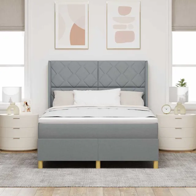 vidaXL Boxspringbed met hoofdeinde Lichtgrijs 140 x 190 cm Stof