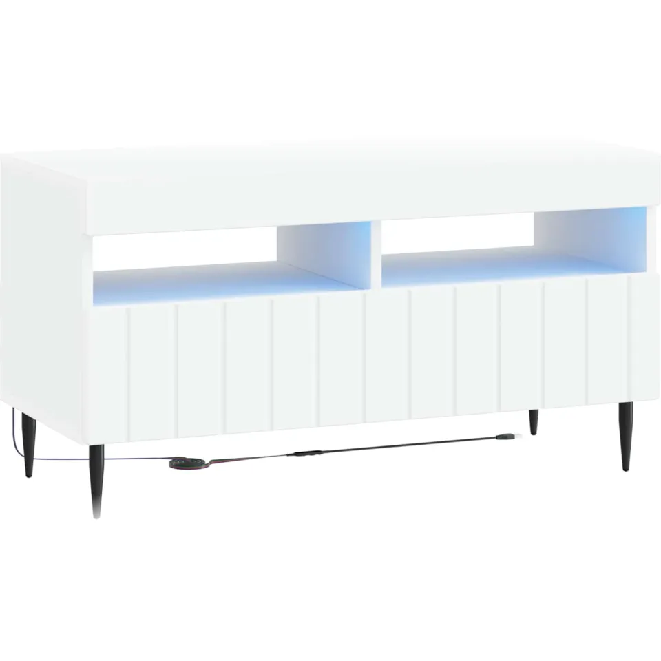 vidaXL LED tv-meubel ZWOLLE 81 x 35 x 43 cm Wit Bewerkt hout, foto 3