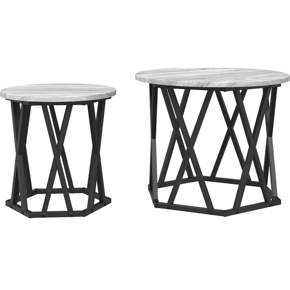 vidaXL Bijzettafel 2 st Grijs Sonoma 50 x 50 x 40 cm, foto 3