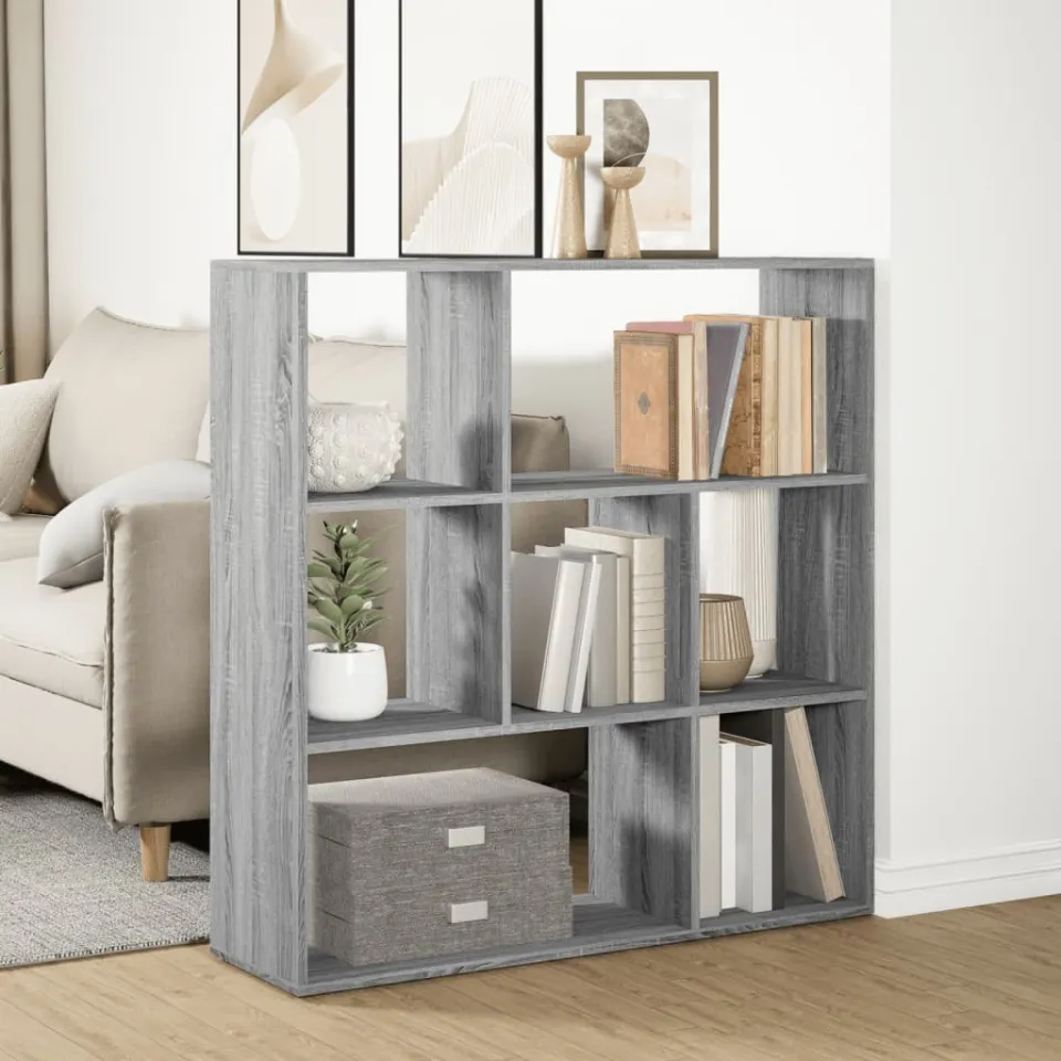 vidaXL Kamerscherm / boekenkast 102x29x103,5 cm hout grijs sonoma, foto 4