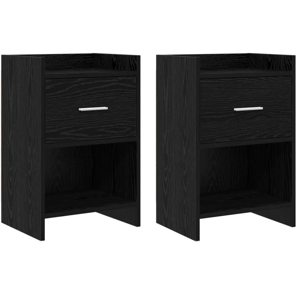 vidaXL Nachtkastjes 2 st Zwart eiken 40 x 30 x 60 cm Bewerkt hout, foto 3