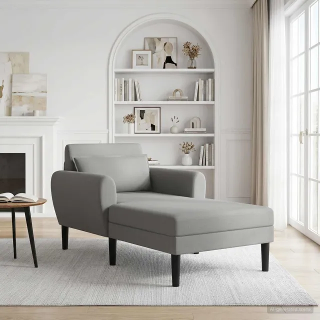 vidaXL Chaise longue Donkergrijs Grof geweven fluweel