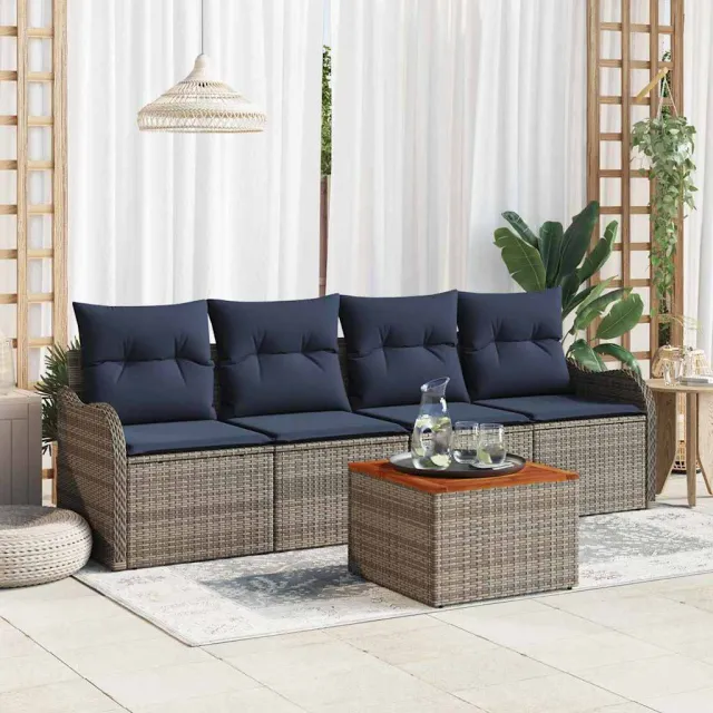 vidaXL Tuin Sofa Set 5 st Grijs poly rattan, foto 2