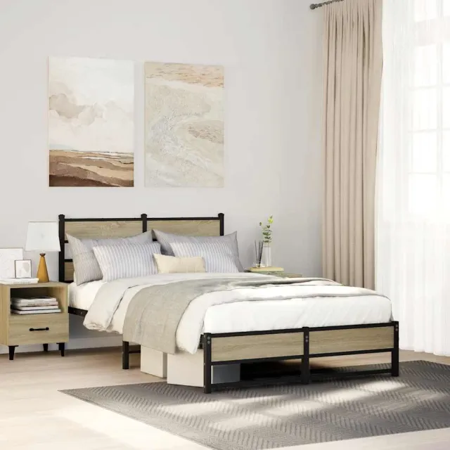 vidaXL Bedframe zonder matras metaal sonoma eikenkleurig 120x200 cm