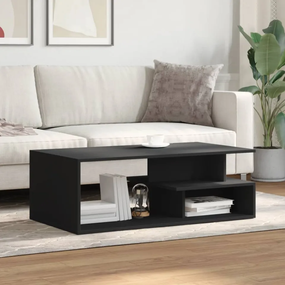vidaXL Salontafel 102x55x35 cm bewerkt hout zwart, foto 3