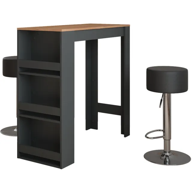 Vicco Repose Bartafel set – 45 x 110 cm met 2 barkrukken Antraciet/gouden eik Antraciet/Goudkleurig Eiken