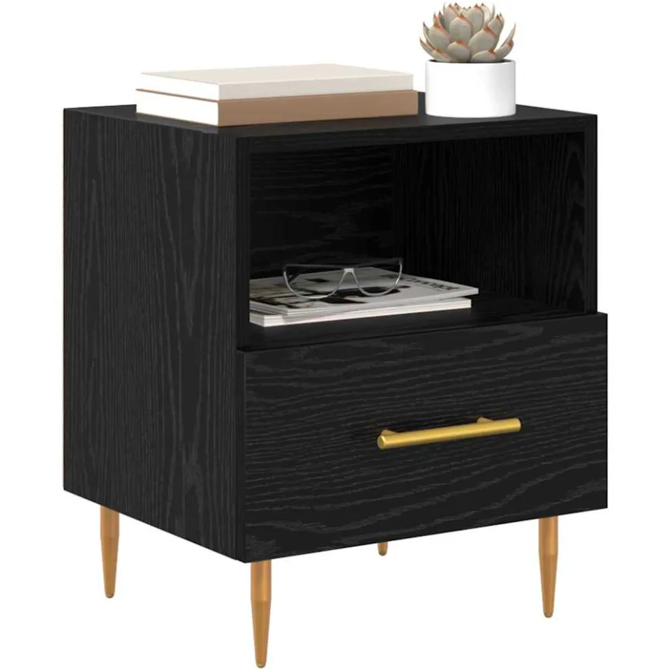 vidaXL Nachtkastje 2 st Zwart 40 x 35 x 47,5 cm Bewerkt hout