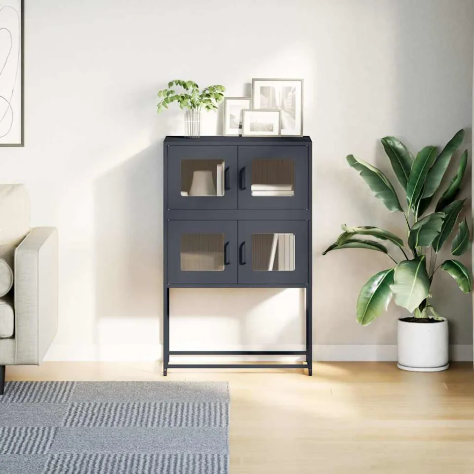 vidaXL Hoge kast 68x39x107 cm staal antracietkleurig, foto 3