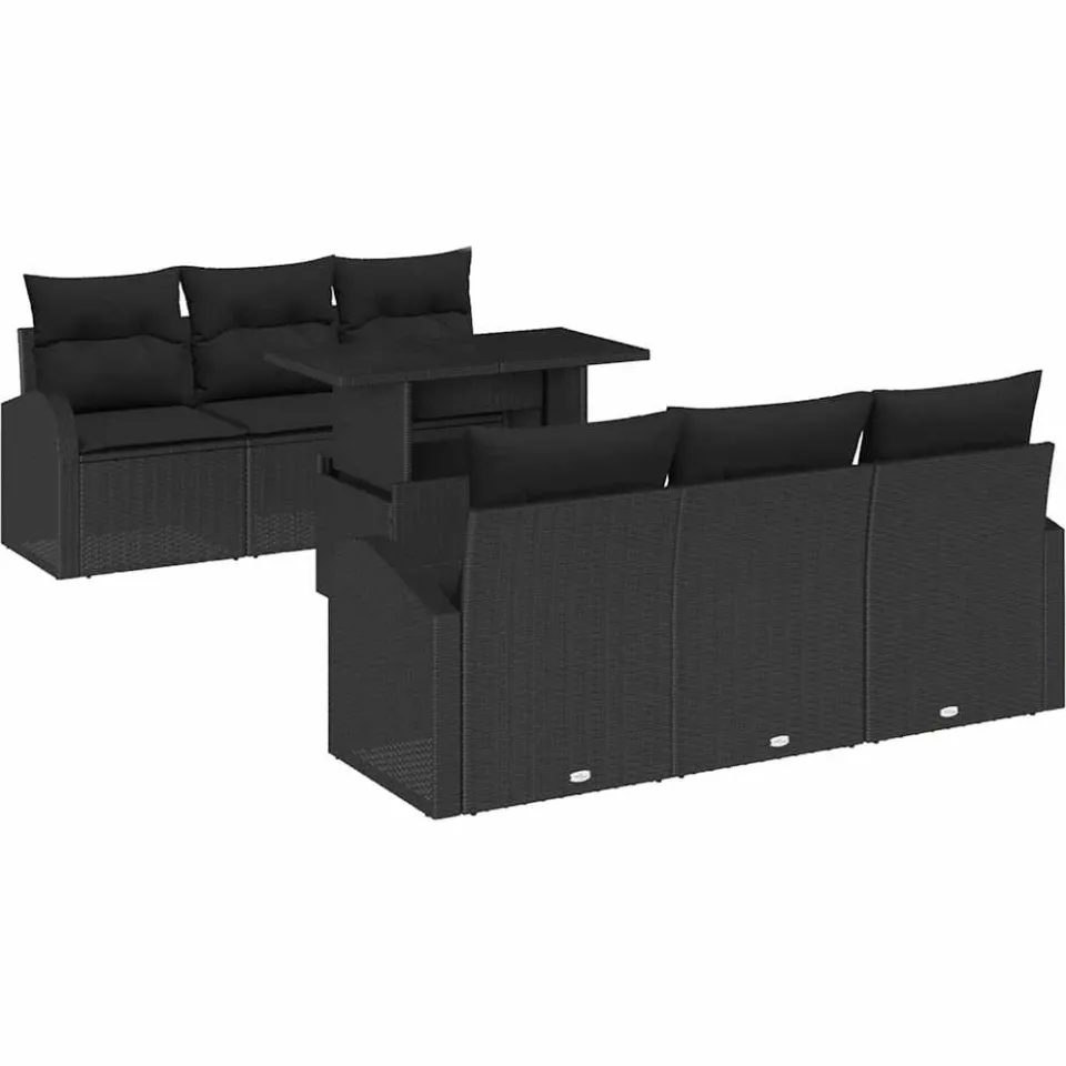 vidaXL Tuin Sofa Set 7 st Zwart Poly riet