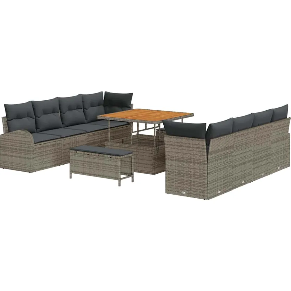vidaXL Tuinbankenset 11 st Grijs poly rattan