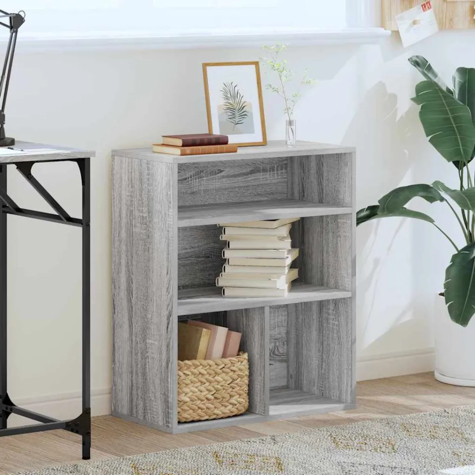 vidaXL Boekenkast 60x30x71,5 cm bewerkt hout grijs sonoma eikenkleurig, foto 2