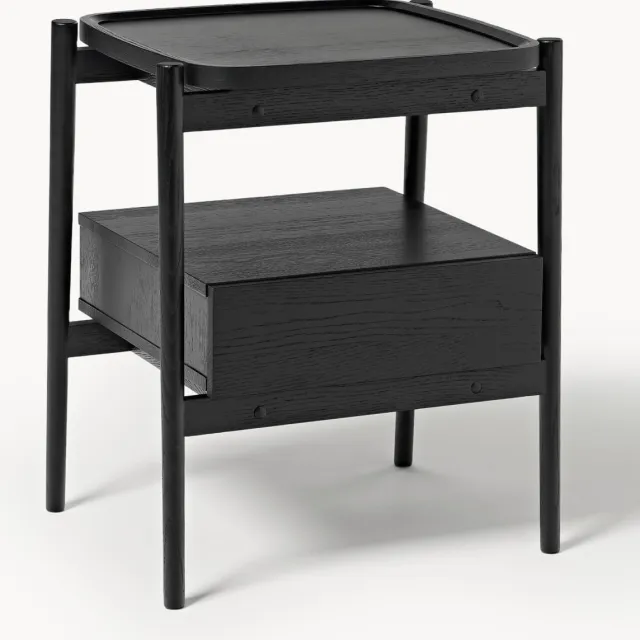 Westwing Collection Houten nachtkastje Libby Zwart