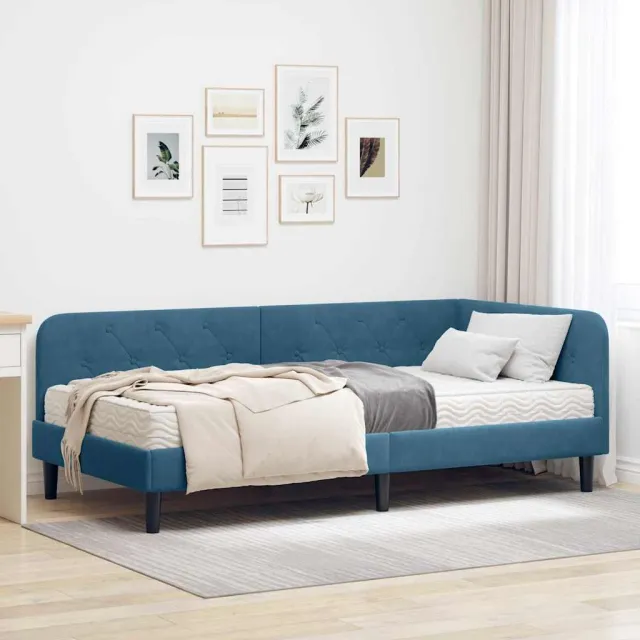 vidaXL Hoekbedframe Blauw 100 x 200 cm Fluweel
